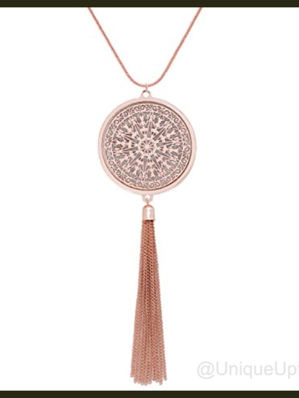 Alloy Long Tassel Circle Pendant Necklace Statement Snake Chain